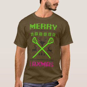 Merry Lamas Ugly Design Lacrosse Christmas T-Shirt