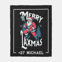 Merry Laxmas Black Christmas Lacrosse Christmas Fleecedecke