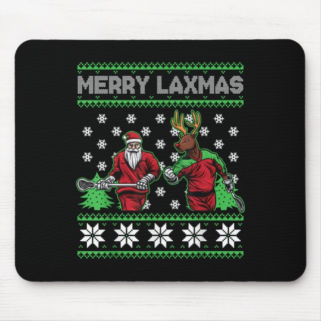 Merry Laxmas Funny Christmas Lacrosse Player Holid Mousepad (Vorne)