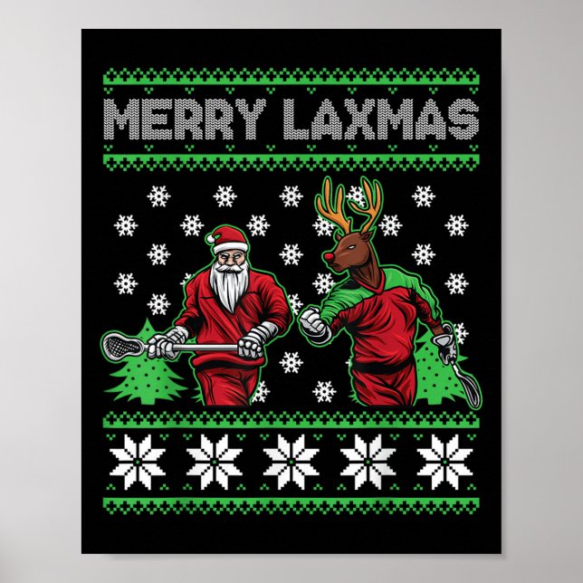 Merry Laxmas Funny Christmas Lacrosse Player Holid Poster (Vorne)