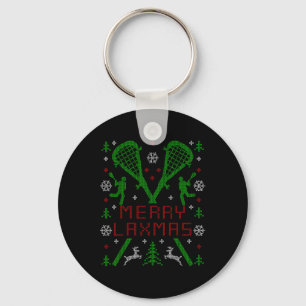 Merry Laxmas Funny Lacrosse Ugly Christmas Sweater Schlüsselanhänger