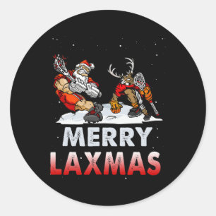 Merry Laxmas-hässliche Weihnachtslacrosse Santa Re Runder Aufkleber