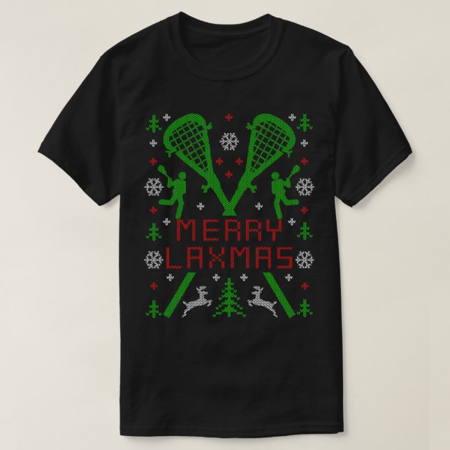 Merry LAXMAS Lacrosse LAX Ugly Christmas Sweater T-Shirt (Design vorne)