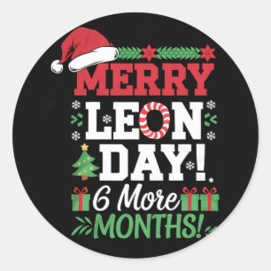 Merry Leon Day Weihnachten Ckwards Funny Christmas Runder Aufkleber