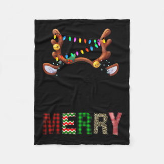 Merry Leopard Pajama Women Messy Bun Reindeer Chri Fleecedecke