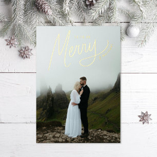 Merry Lettering Winter Wedding Foto Folien Feiertagskarte
