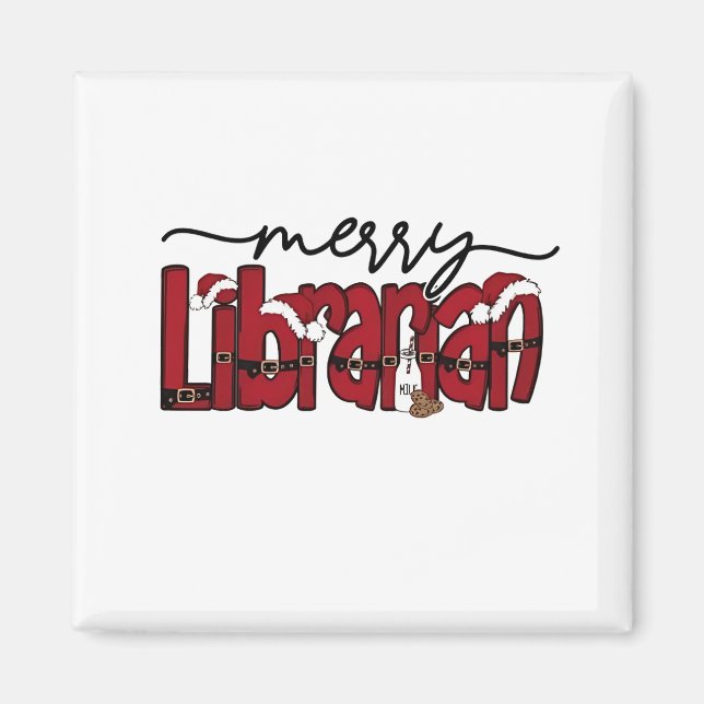 Merry Librarian Christmas Book Lover Library Magnet (Vorne)