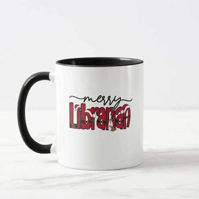 Merry Librarian Christmas Book Lover Library Tasse (Links)
