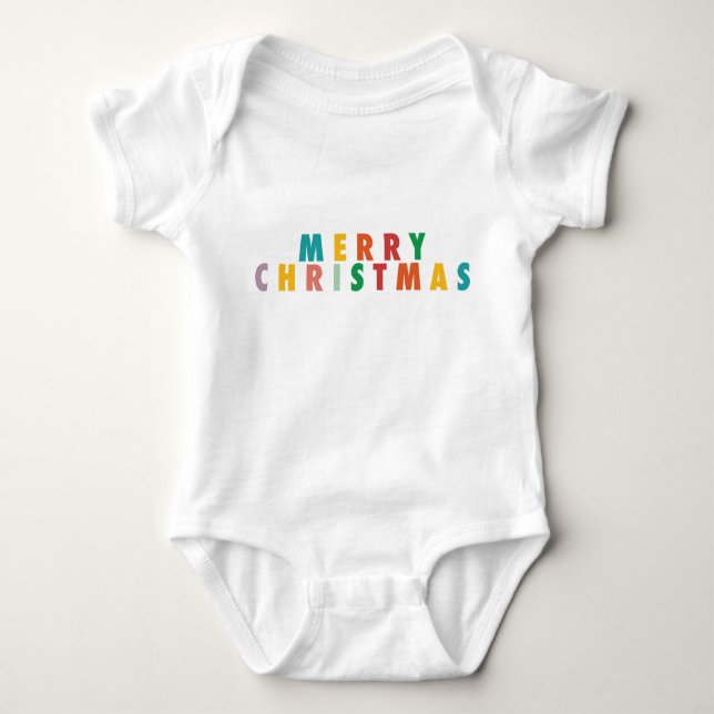 MERRY LIEBE JOY | FARBENE WEIHNACHTSMITTEL BABY STRAMPLER (Vorderseite)