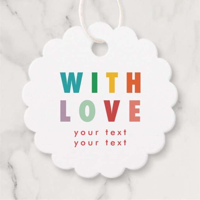 MERRY LIEBE JOY | FARBENE WEIHNACHTSMITTEL GESCHENKANHÄNGER (Vorderseite)