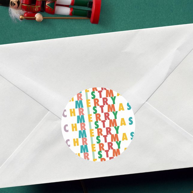 MERRY LIEBE JOY | FARBENE WEIHNACHTSMITTEL RUNDER AUFKLEBER (Von Creator hochgeladen)