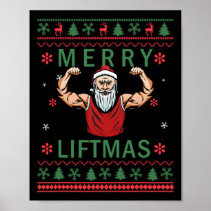 Merry Liftmas - Christmas Bodybuilder Gym Workout Poster