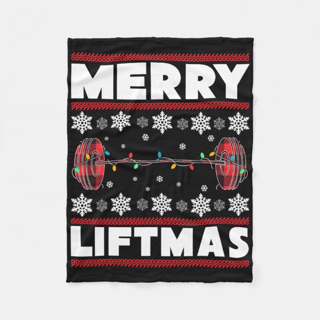 Merry Liftmas Fun Christmas Gym Workout Fitness Gi Fleecedecke (Vorderseite)