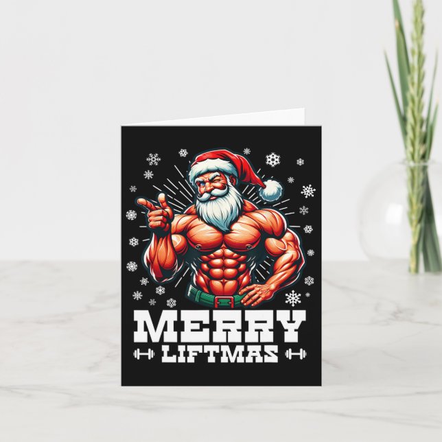 Merry Liftmas Funny Christmas Bodybuilder Gym Karte (Vorderseite)