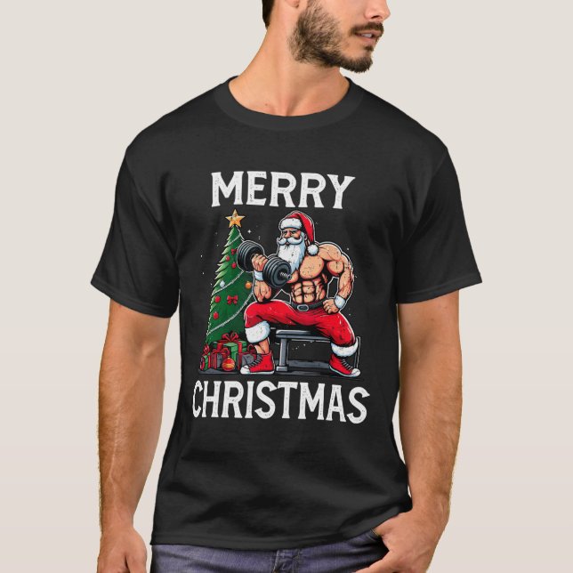 Merry Liftmas Funny Santa Xmas Gym Bodybuilding Ch T-Shirt (Vorderseite)