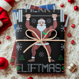 Merry Liftmas hässlich Weihnachtsgymnastik Workout Geschenkpapier Set