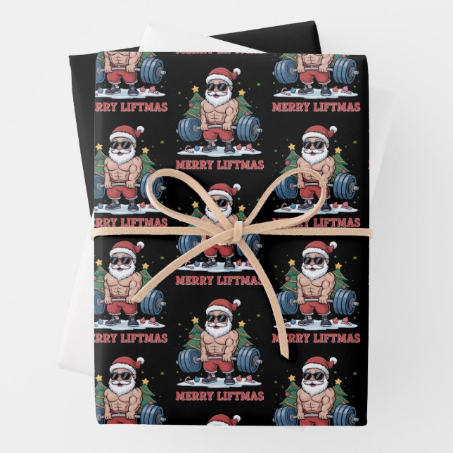 Merry Liftmas Weightlift der Santa Fitness Gym Geschenkpapier Set (Beispiel)