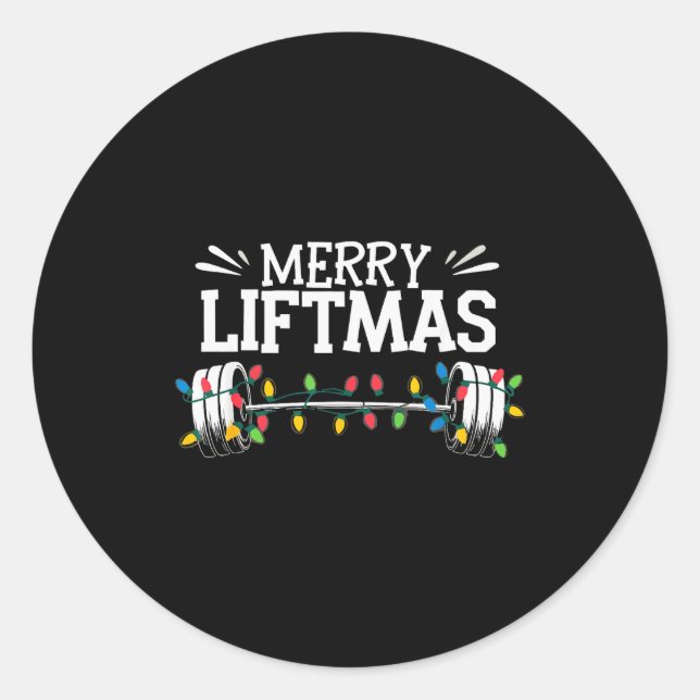 Merry Liftmas Weightlifter Fitness  Runder Aufkleber (Vorderseite)
