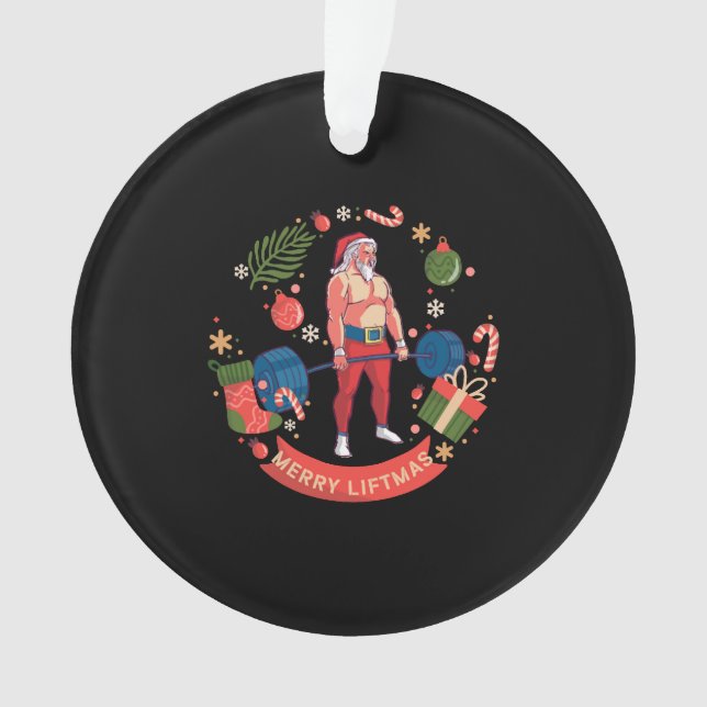 Merry Liftmas Weihnachts-Bodybuilder Gym Workout Ornament (Vorderseite)
