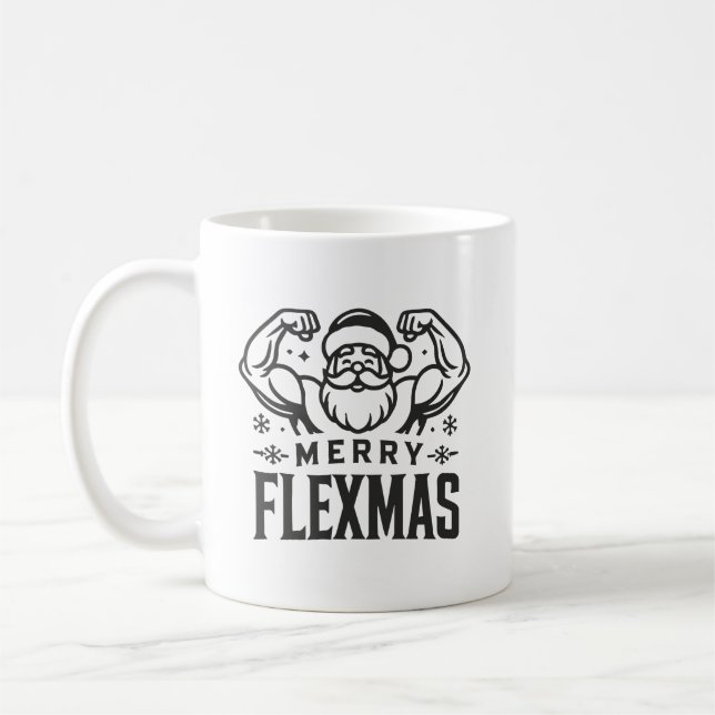 Merry Liftmas Weihnachtsgymnastik Design Kaffeetasse (Links)