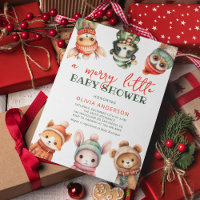 Merry Little С ute Winter Baby Dusche Einladung