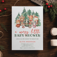 Merry Little С ute Winter Baby Dusche Einladung