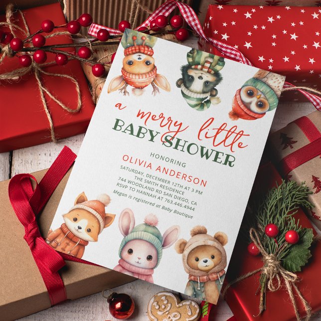 Merry Little С ute Winter Baby Dusche Einladung (Von Creator hochgeladen)
