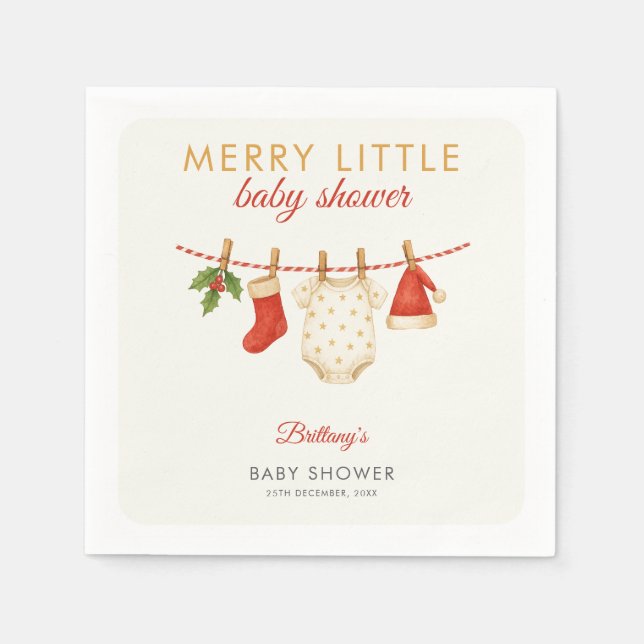 Merry Little Baby Clothesline Baby Dusche Serviette (Vorderseite)