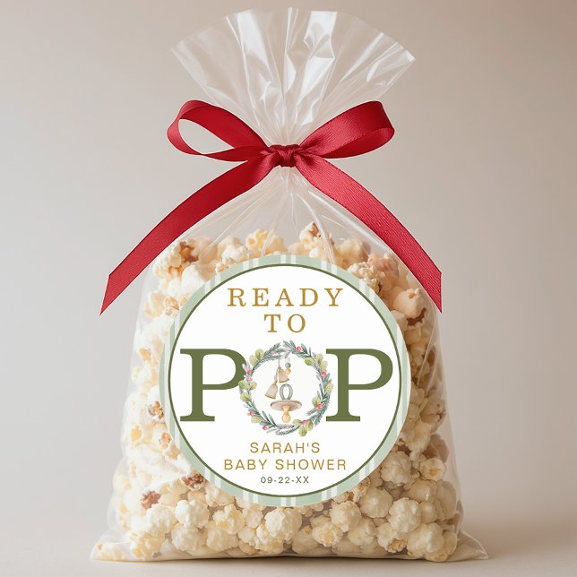 Merry Little Baby Dusche "Bereit zum Pop" Gefallen Runder Aufkleber (Baby Shower Sticker)