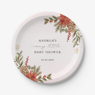Merry Little Baby Dusche Rosa Red & Gold Weihnacht Pappteller