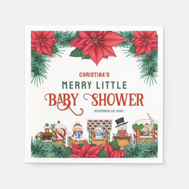 Merry Little Baby Dusche Weihnachtsgeschenk Winter Serviette (Vorderseite)