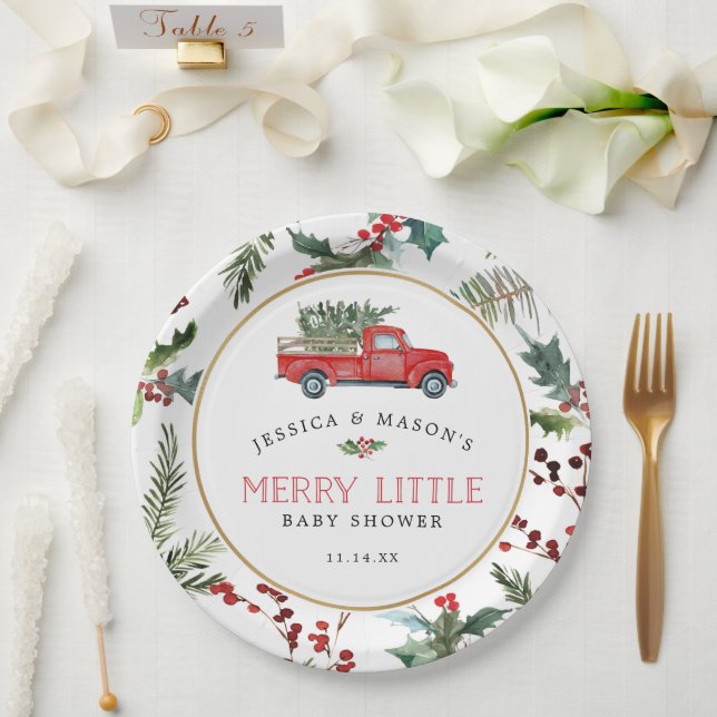 Merry Little Baby Duschpapier Teller Red Truck (Hochzeit)