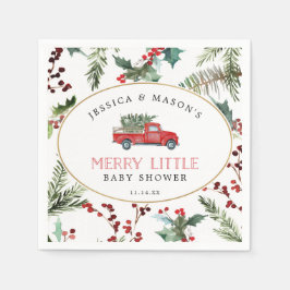 Merry Little Baby Showcocktail Napkin Red Truck Serviette