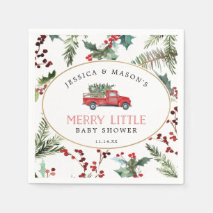 Merry Little Baby Showcocktail Napkin Red Truck Serviette