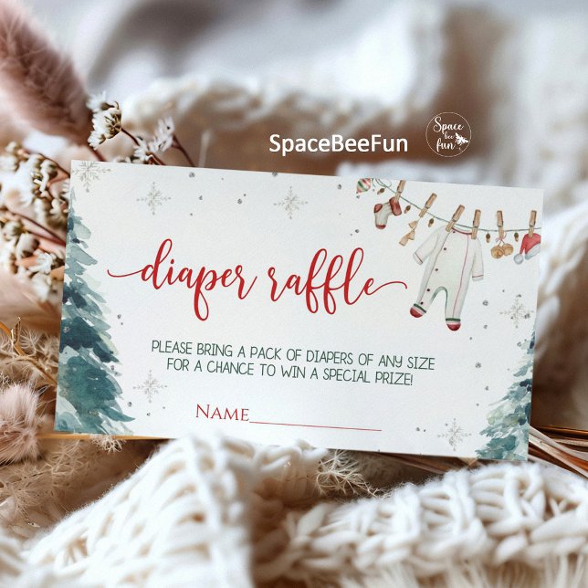 Merry Little Baby Shower Begleitkarte (Merry Little Baby Shower, enclosure card, diaper raffle, book for baby, holiday baby shower, Christm)