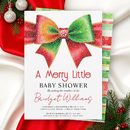 Merry Little Baby shower bow, snowflakes Christmas Einladung
