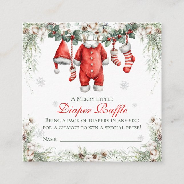 Merry Little Baby Shower Diaper Raffle Begleitkarte (Vorderseite)
