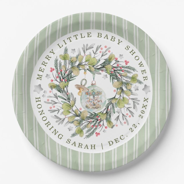 Merry Little Baby Shower Dinner Teller (Vorderseite)