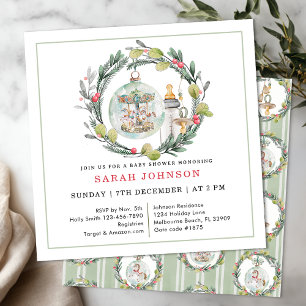 Merry Little Baby Shower Elegante Wreath Einladung