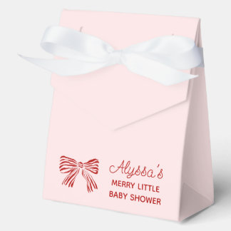 Merry Little Baby Shower Favor Boxes with Red Bow Geschenkschachtel