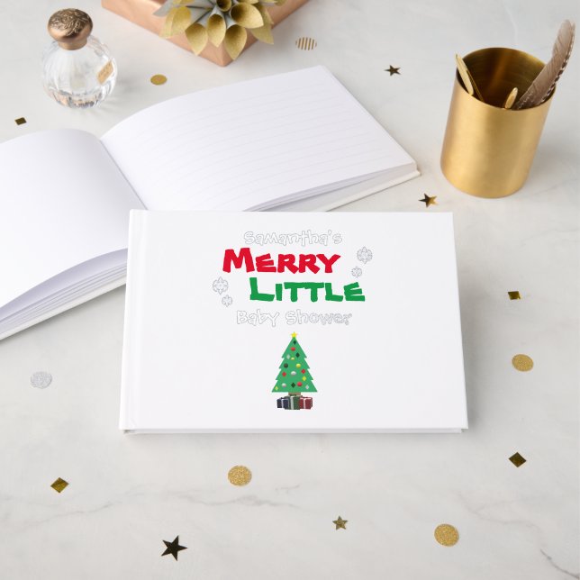 Merry Little Baby Shower Gästebuch (Vorderseite Offen)