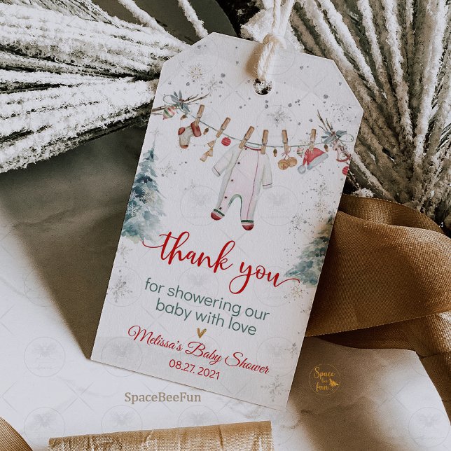 Merry Little Baby Shower Geschenkanhänger (Merry Little Baby Shower, gift favor tags, holiday baby shower, Christmas baby shower, winter baby s)