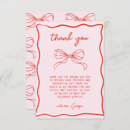 Merry Little Baby Shower Hand Drawn Bow Thank You Dankeskarte
