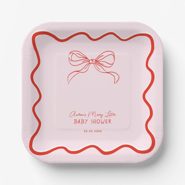 Merry Little Baby Shower Hand Drawn Christmas Pappteller (Vorderseite)