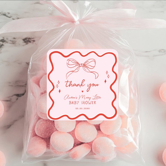 Merry Little Baby Shower Hand Drawn Christmas Quadratischer Aufkleber (Von Creator hochgeladen)