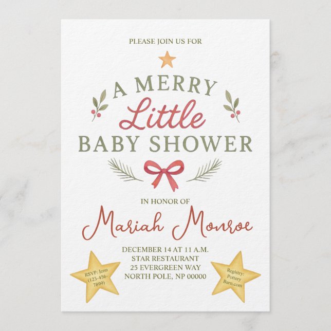 Merry Little Baby Shower Invitation Einladung (Vorderseite)
