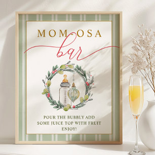 Merry Little Baby Shower Mama-osa Bar Sign Poster