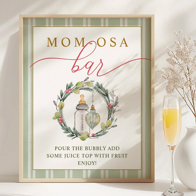 Merry Little Baby Shower Mama-osa Bar Sign Poster (Mom-osa Bar Sign)