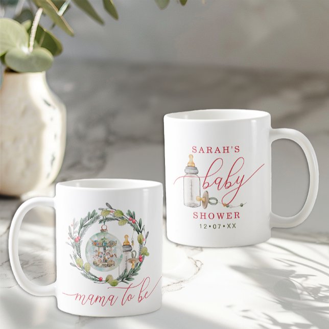 Merry Little Baby Shower Mama-to-Be Keepake Tasse (Front & Back - Little Merry Baby Shower Mug)