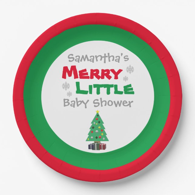 Merry Little Baby Shower Pappteller (Vorderseite)